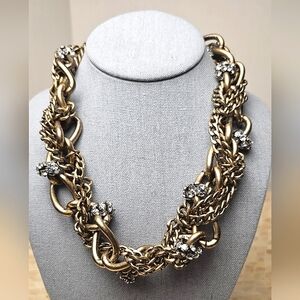 [J. CREW] Chunky Chain Link Crystal Bunches Heavy Statement Necklace